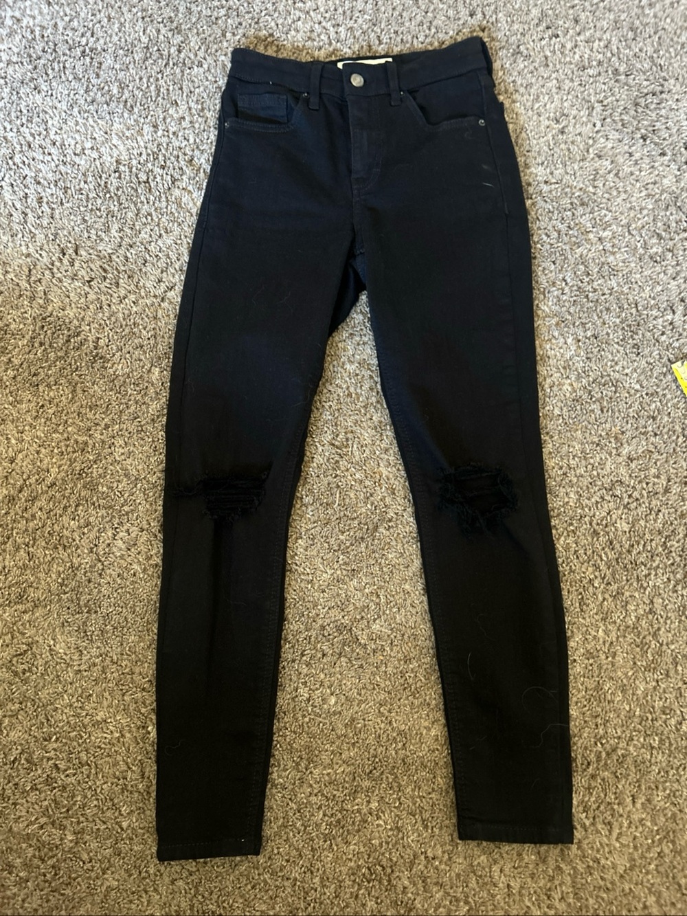 Topshop Women's Black Jamie Distressed Skinny Jeans Petite 25W